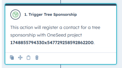 Add OneSeed flow action to sponsor a tree for completing a form.